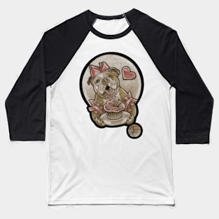 Bulldog Cutie & Cupcake - Black Outlined Version Baseball T-Shirt